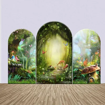 Forest Animal Plants Fairytale Arch Backdrop Kit - Aperturee