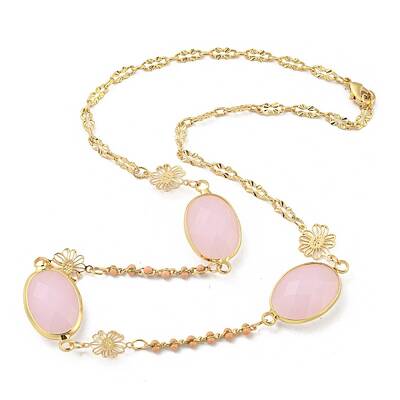 Faceted Oval Glass Beads Bib Necklaces