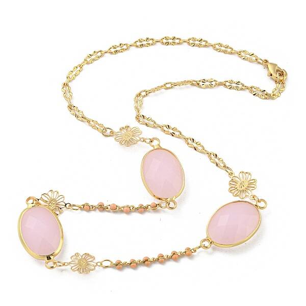 Faceted Oval Glass Beads Bib Necklaces
