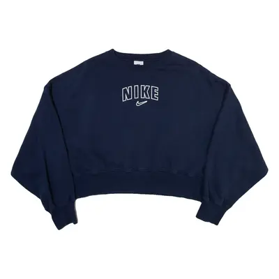 NIKE Cropped Womens Sweatshirt Blue Crew Neck S