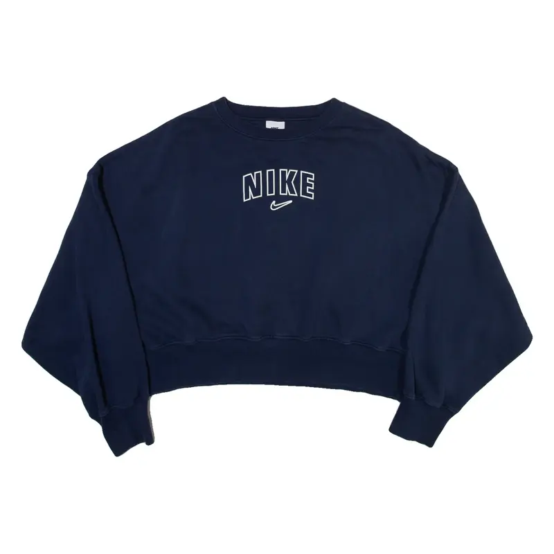 NIKE Cropped Womens Sweatshirt Blue Crew Neck S