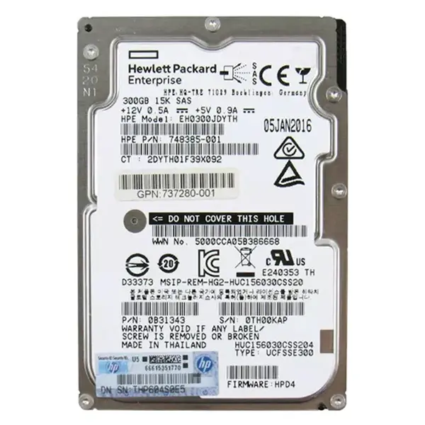 748385-001 HP 300GB 12Gb/s SAS 15000 2.5-inch Hard Drive