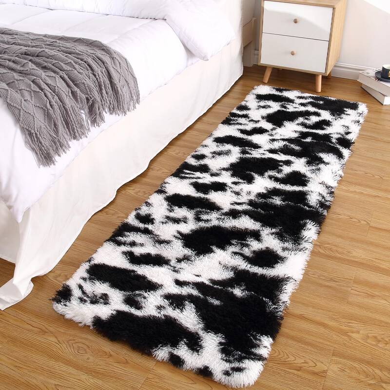 Garvee Runner Rug 2x8 Shag Rug for Living Room Shaggy Rug Kids Rug Plush Rug Cow Printed Carpet Bedroom Fluffy Rug Bedside Ru...