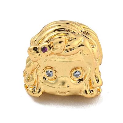 Brass Micro Pave Clear Cubic Zirconia Beads