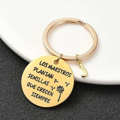 201 Stainless Steel & Brass Letter Keychain