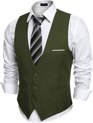 Slim Fit Jacket Vest (US Only), Army Green / L