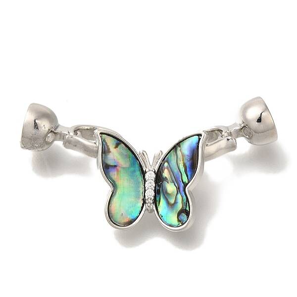 Brass & Abalone & Shell Fold Over Clasps