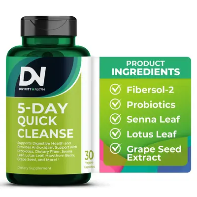 DN 5 Day Quick Cleanse - Gut and Colon Support | Advanced Formula w 500million CFU Probiotics, Fibersol-2, Senna, Non-GMO, 30...