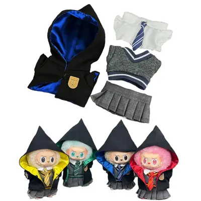 [Only Clothes]Inspired Wizard School Uniform 5-piece Outfit Set,Doll Clothes For 6.7‘’ Labu-bu,Gift For Movie Book Fans&D...