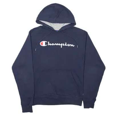 CHAMPION Hoodie Blue Pullover Mens S