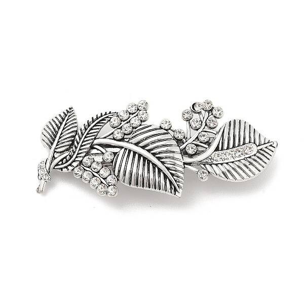 Leaf Alloy Rhinestone Hair Barrettes