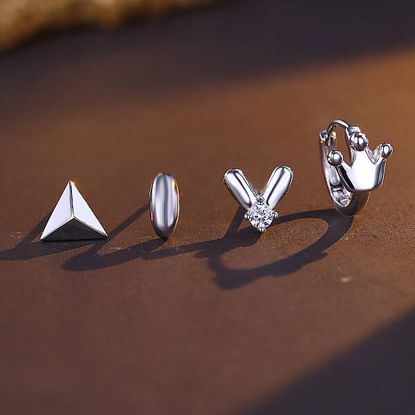 4-Piece Elegant and Versatile S925 Silver Stud Earrings for Women