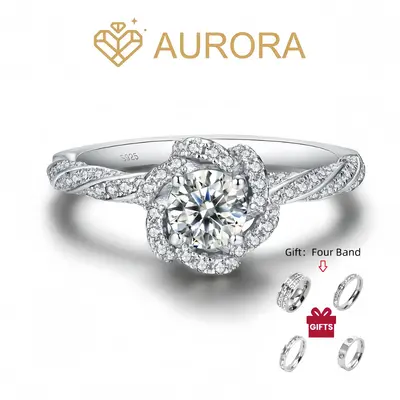 【#11 Rose garden】Moissanite rings with 925 Sterling Silver 0.5Carat Anniversary Auspicious Wedding Engagement Jewelry Sy...