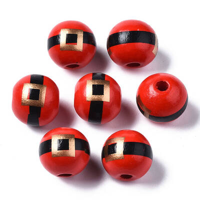 Painted Natural Wood European Beads