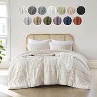 Soft Washed Pleated Comforter Set, Pintuck Pleated Bedding Sets, All Season Lightweight, Extra Softness Pre-Washed Microfiber...