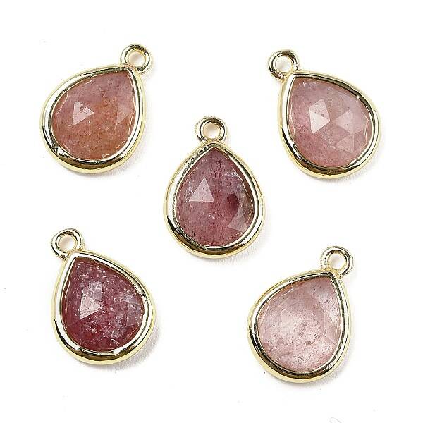 Natural Strawberry Quartz Faceted Pendants