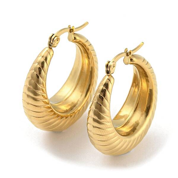 Ion Plating(IP) 304 Stainless Steel Croissant Hoop Earrings for Women