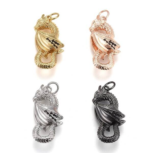 Brass Micro Pave Black Cubic Zirconia Pendants