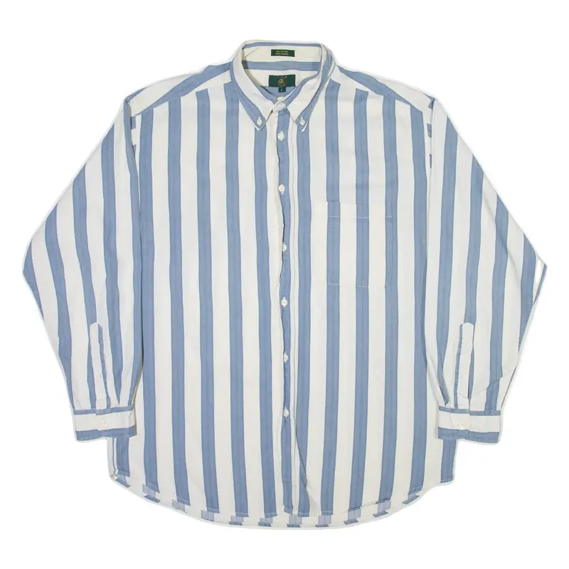 CLUB ROOM Mens Shirt White Striped Long Sleeve L