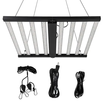 Garvee 600w 8-Bar LED Grow Light with Dimmable Full Spectrum - Foldable Design for 4x4Ft Coverage - 120v Commercial Plant Gro...