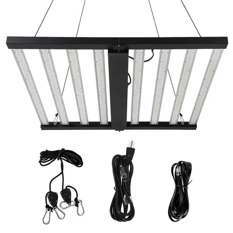 Garvee 600w 8-Bar LED Grow Light with Dimmable Full Spectrum - Foldable Design for 4x4Ft Coverage - 120v Commercial Plant Gro...