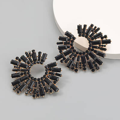 Shiny Rhinestone Irregular Statement Stud Earrings