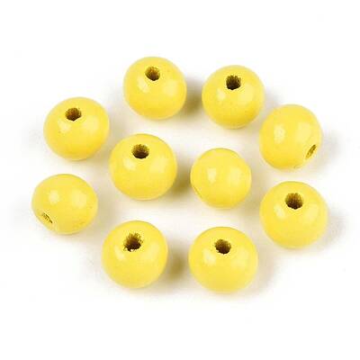 Spray Painted Round Natural Schima Wood Beads