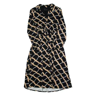 PHASE EIGHT Womens A-Line Dress Black Striped Long Sleeve Long UK 12