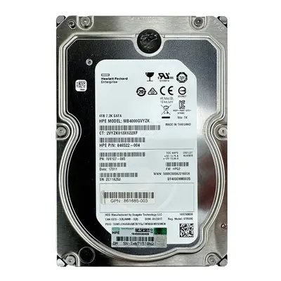 846522-004 HP 4TB 7200RPM SATA 6GB/s Hot-Pluggable 3.5-Inch LPc Hard Drive for ProLiant Gen8/Gen9/Gen10/Gen10+/Gen11 Servers