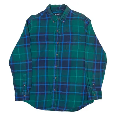 CHAPS Mens Shirt Green Check Long Sleeve M