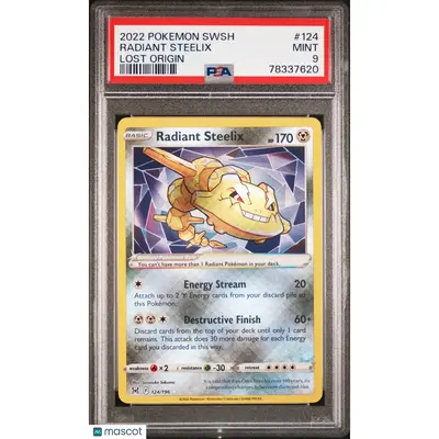 PSA 2022 Pokémon Radiant Steelix #124 Lost Origin 9 Graded Card