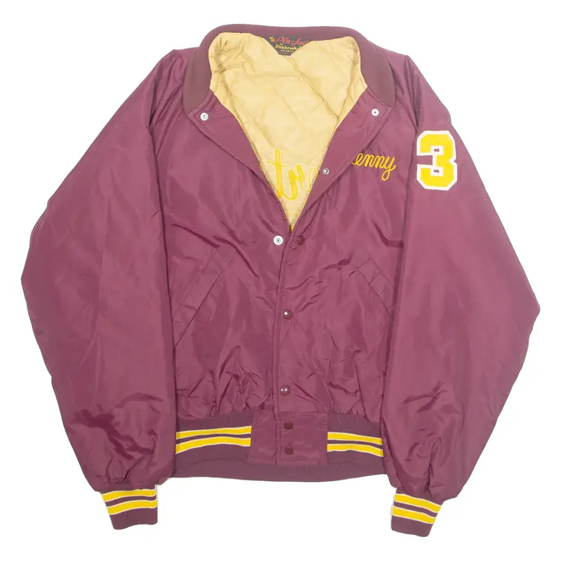 PLA-JAC Mens Varsity Jacket Red Nylon USA M