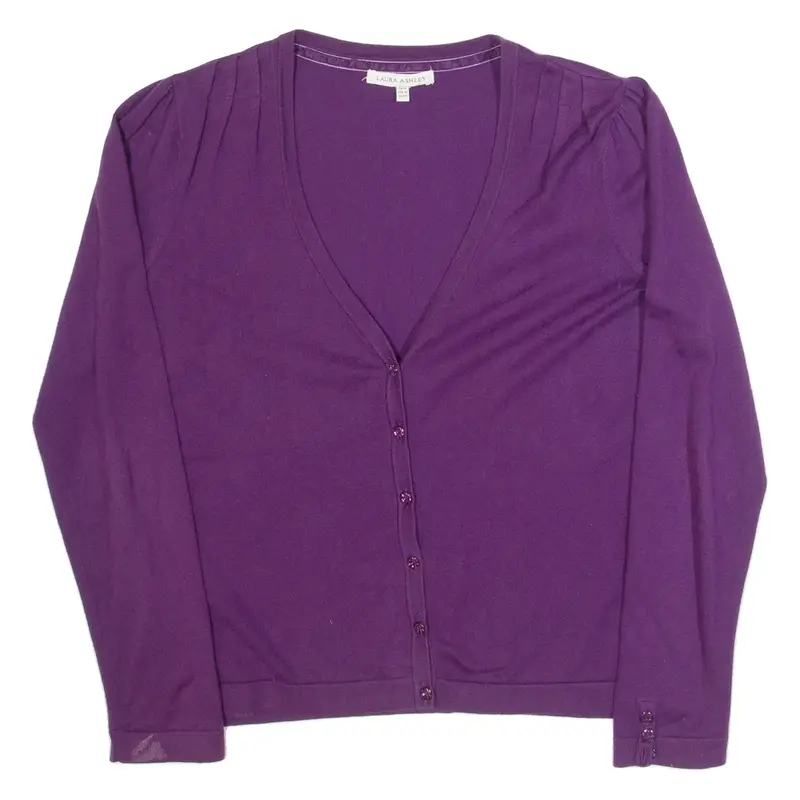LAURA ASHLEY Womens Cardigan Purple V-Neck Tight Knit UK 14