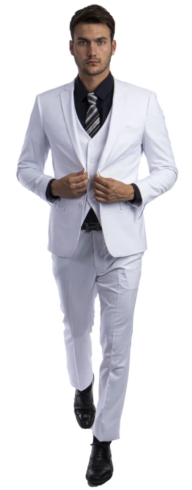 Sean Alexander Men's 3 Piece Skinny Fit Suit  Notch Lapel with Tailored Fit