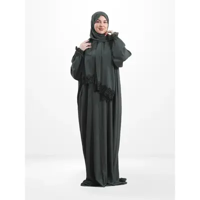 One-Piece Prayer Set Dress & Abaya with attached Hijab - Plain