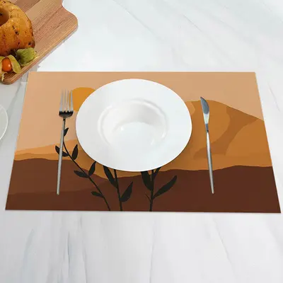 Brown Orange Sun Leaves Modern Set Of 4 Placemats - Aperturee