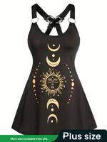 【Plus Size】 Sun & Moon Print Tank Top, Plus Casual Comfortable Breathable Top for Women, Women's Plus Clothing for Summe...