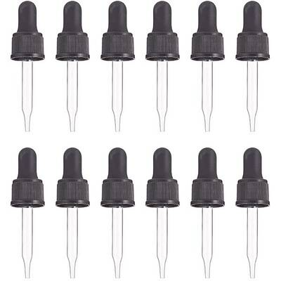 12pcs Glass Eye Droppers for Essential Oil 15ml (1/2 Ounce) Pressure Rotating Cover Oil Droppers Pipettes Roller Tops for Ess...