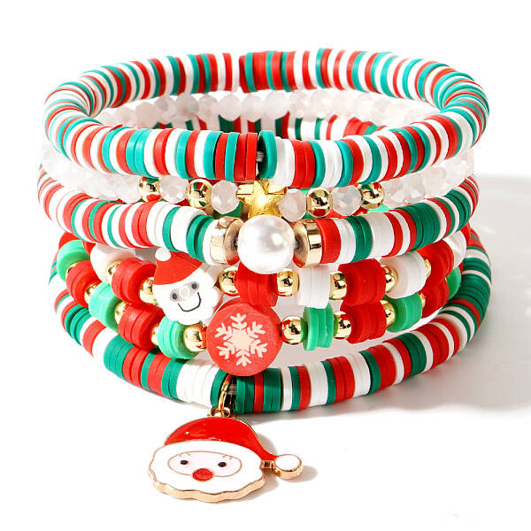 Pearl Clay Heishi Beaded Stretch Bracelets