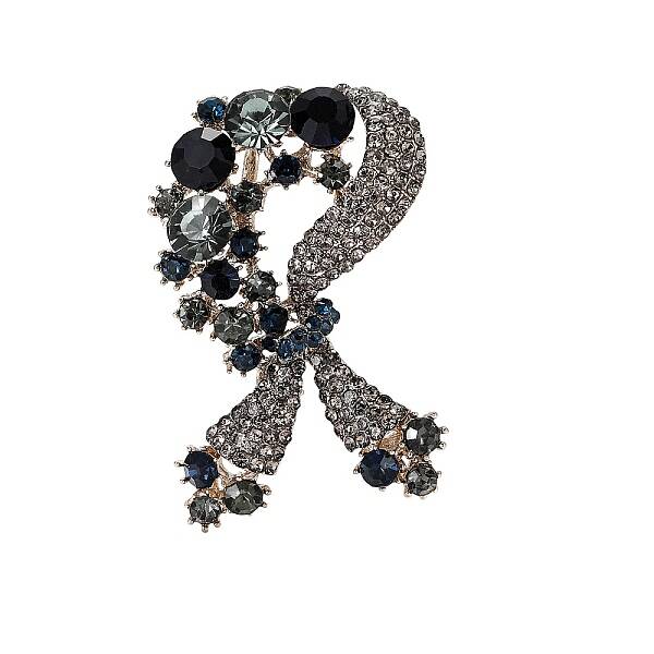 Sikl Ribbon Alloy Rhinestone Brooches for Backpack Clothes