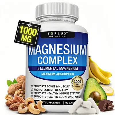 Magnesium Complex 1000mg Made with 8 Elemental Magnesium 90 Capsules Supplement Fitness EdibleHealthcare Dietary Edible Vitam...
