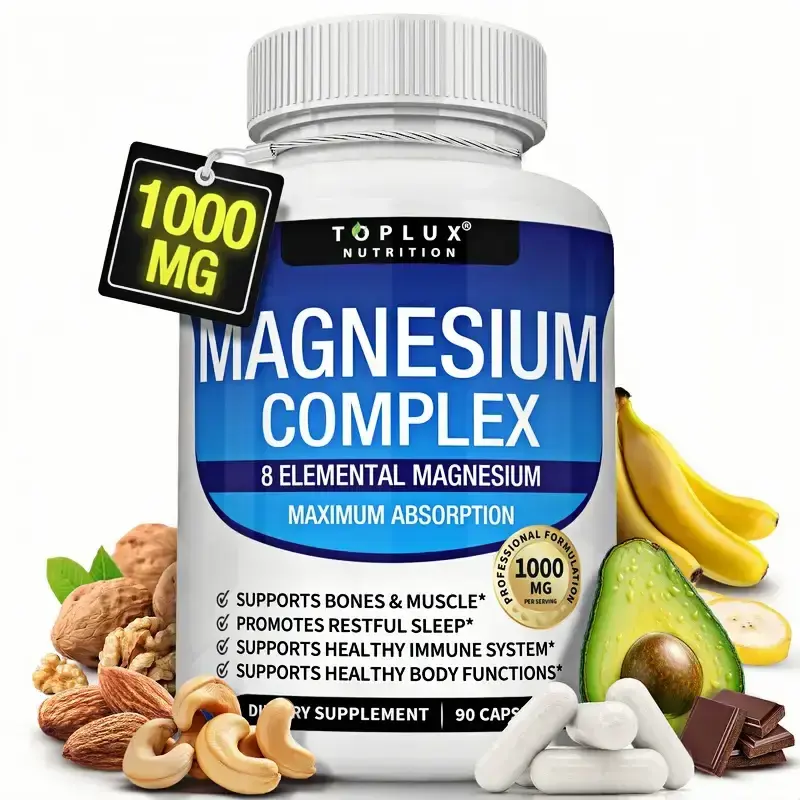 Magnesium Complex 1000mg Made with 8 Elemental Magnesium 90 Capsules Supplement Fitness EdibleHealthcare Dietary Edible Vitam...