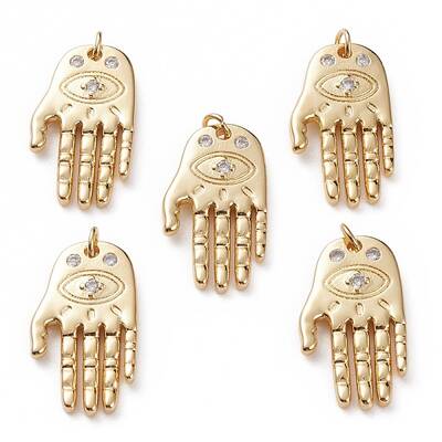 Brass Micro Pave Clear Cubic Zirconia Pendants