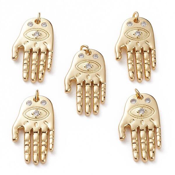 Brass Micro Pave Clear Cubic Zirconia Pendants