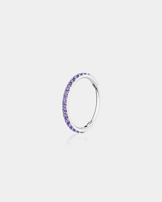 20G Purple CZ Hinged Segment Nose Ring - Purple CZ / 8mm