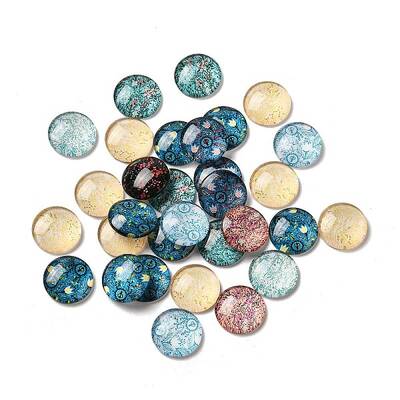 Flatback Half Round/Dome Flower and Plants Pattern Glass Cabochons