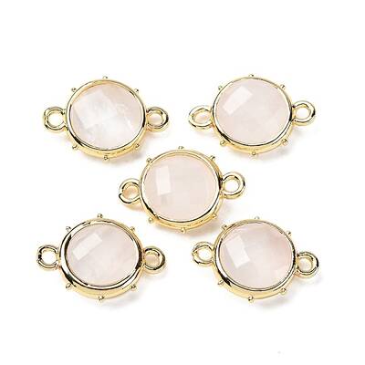 Brass Natural Quartz Crystal Connector Charms
