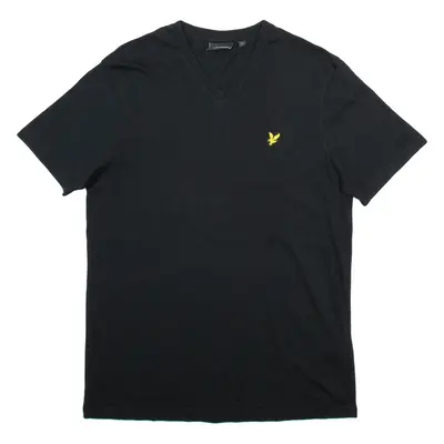 LYLE & SCOTT Mens T-Shirt Black V-Neck M