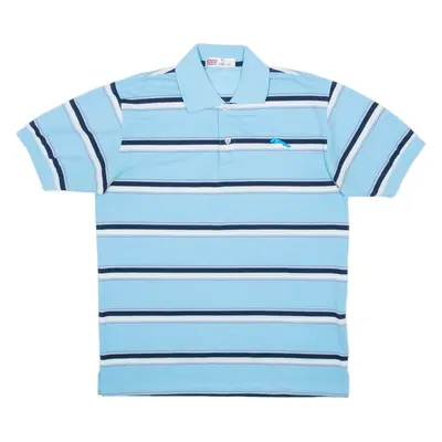JAGUAR Mens Polo Shirt Blue Striped L