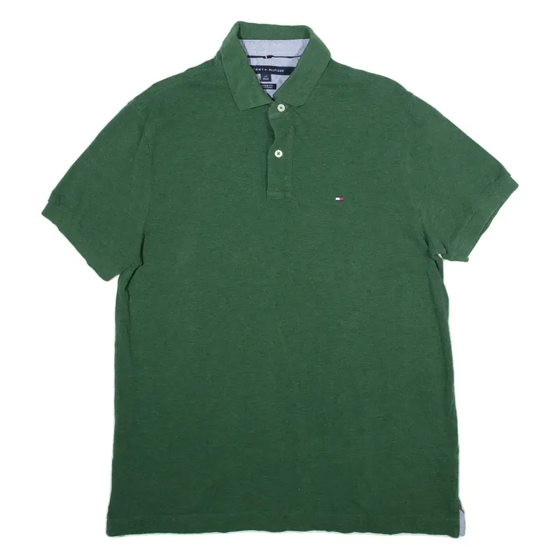 TOMMY HILFIGER Custom Fit Mens Polo Shirt Green L
